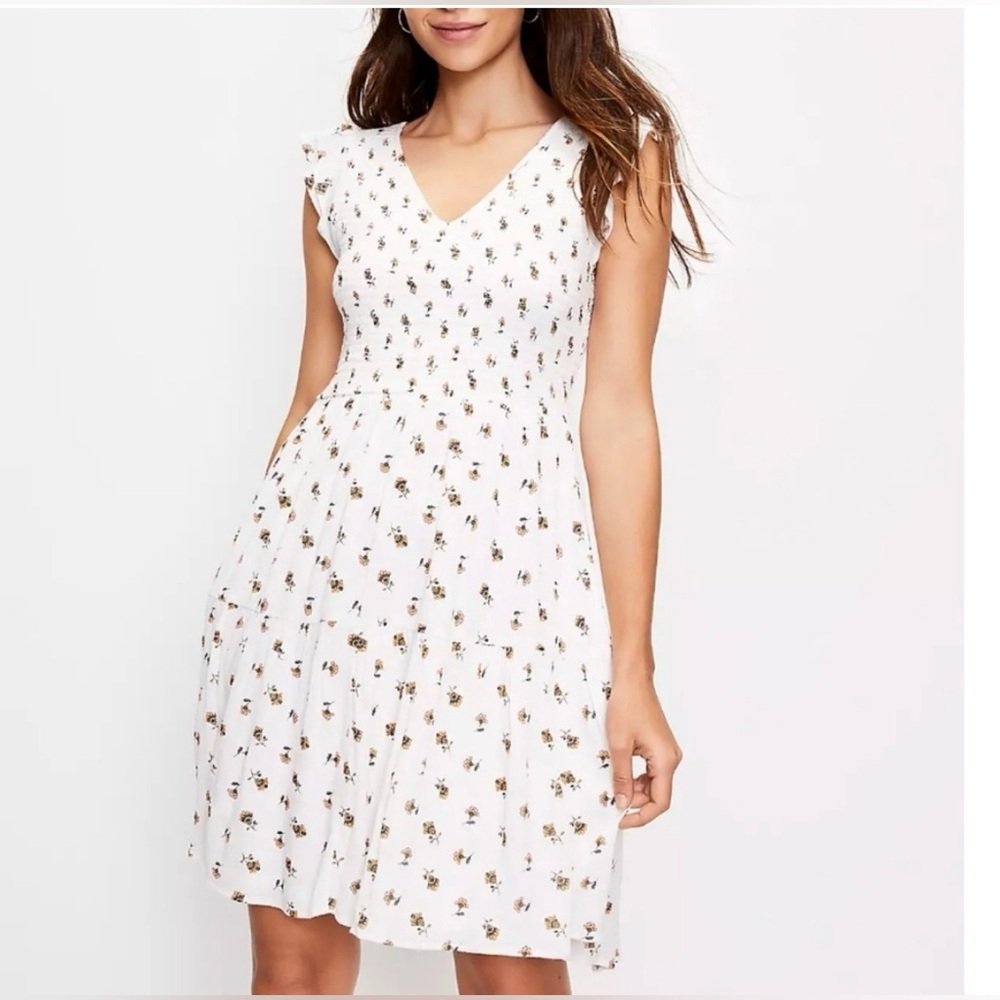 LOFT Floral White Dress